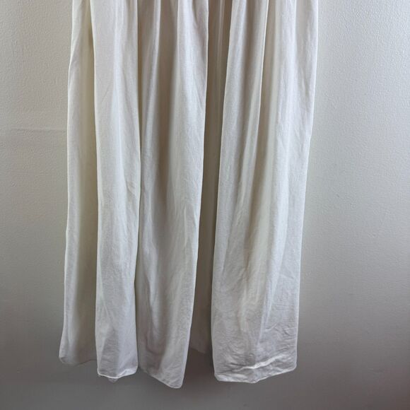 ADRIANA DEGREAS Silk & Linen Flare Dress Size M Ruffle Strappy Unlined Coastal - Picture 5 of 16